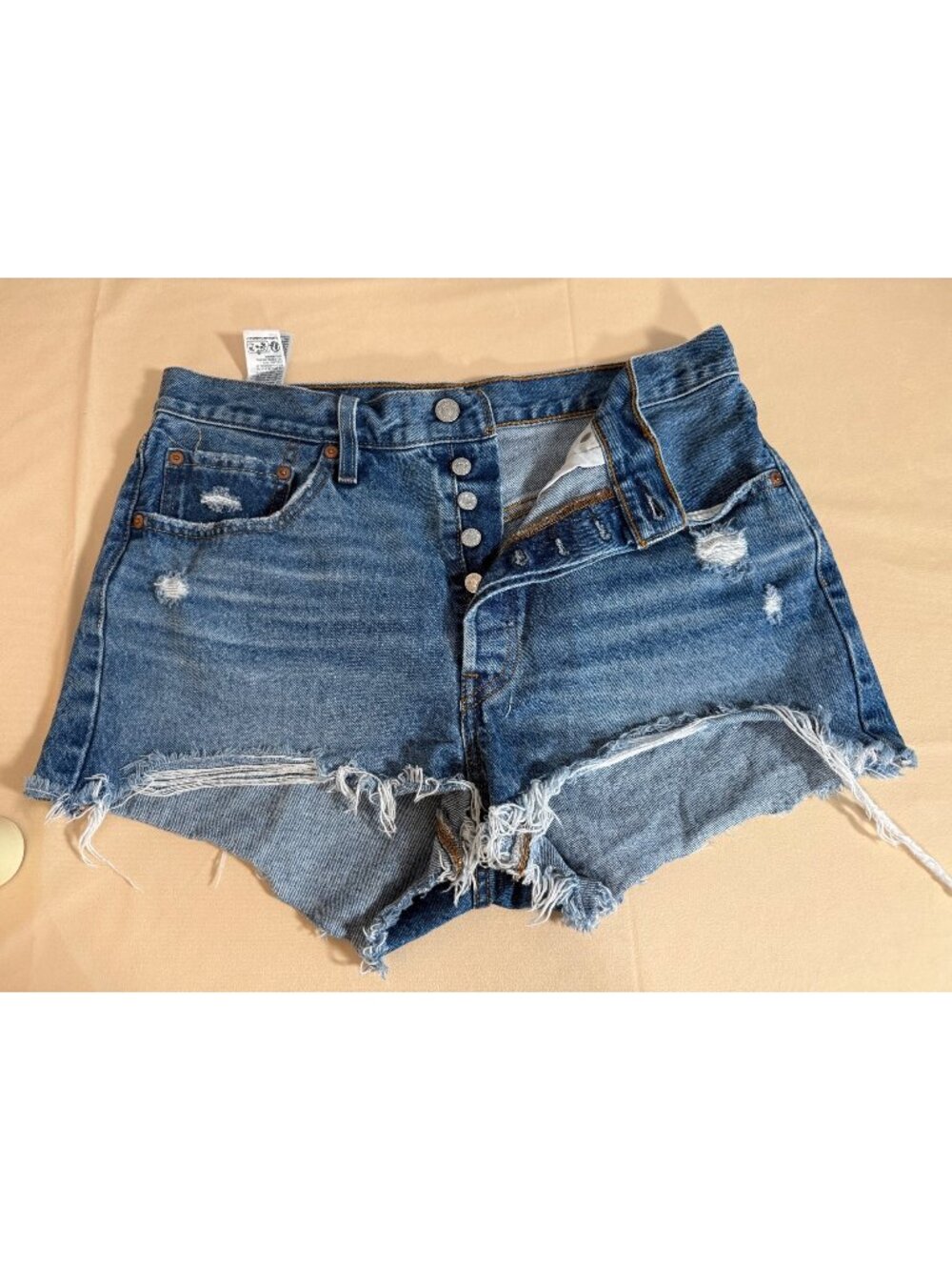 Levis 501 Womens Distressed Button-Fly Denim Shorts W31 Light Wash